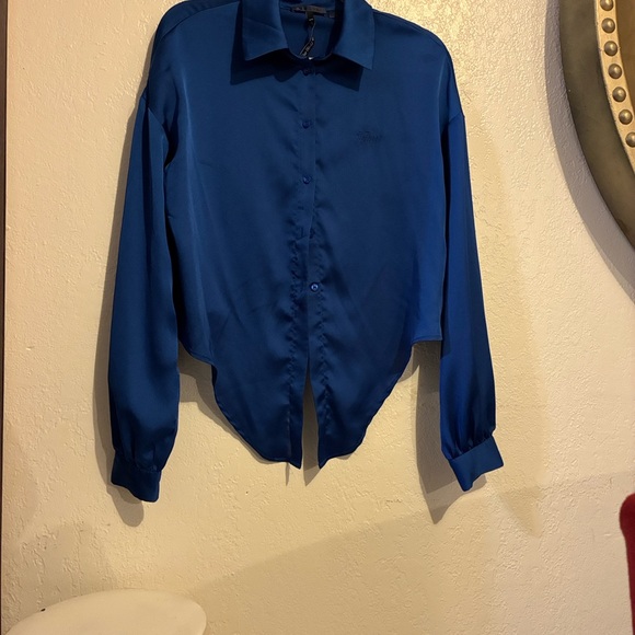 Guess Blue Satin Blouse - Picture 2 of 9